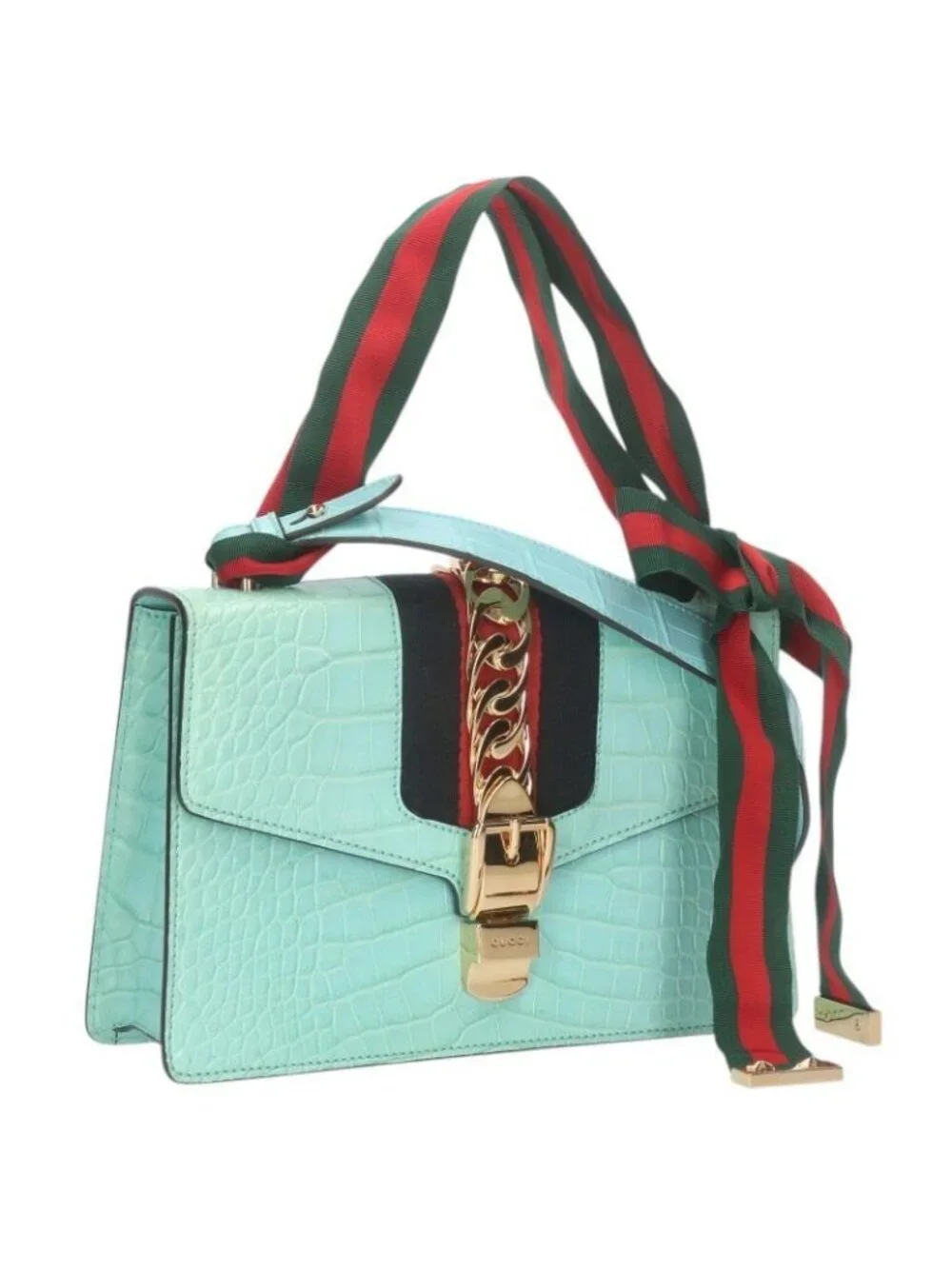 Gucci Sylvie Croco Leather Shoulder Bag - Picture 1 of 5